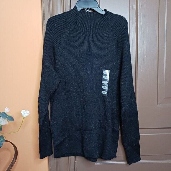 Studio Works Women's XL Black Sparkle Sweater - Picture 1 of 10